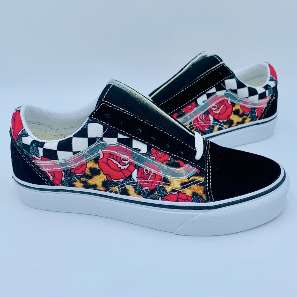 VANS OLD SKOOL Roses / Leopard Skin - Picture 2 of 9
